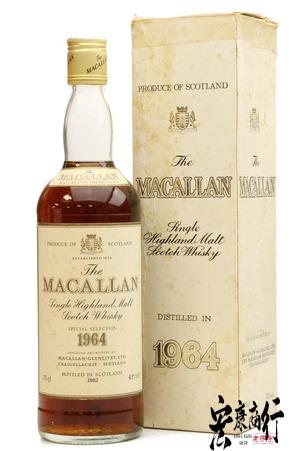 香港地區專業收購威士忌酒 上門回收麥卡倫系列威士忌 高價回收麥卡倫 1964年 Macallan 1964 Special Selection