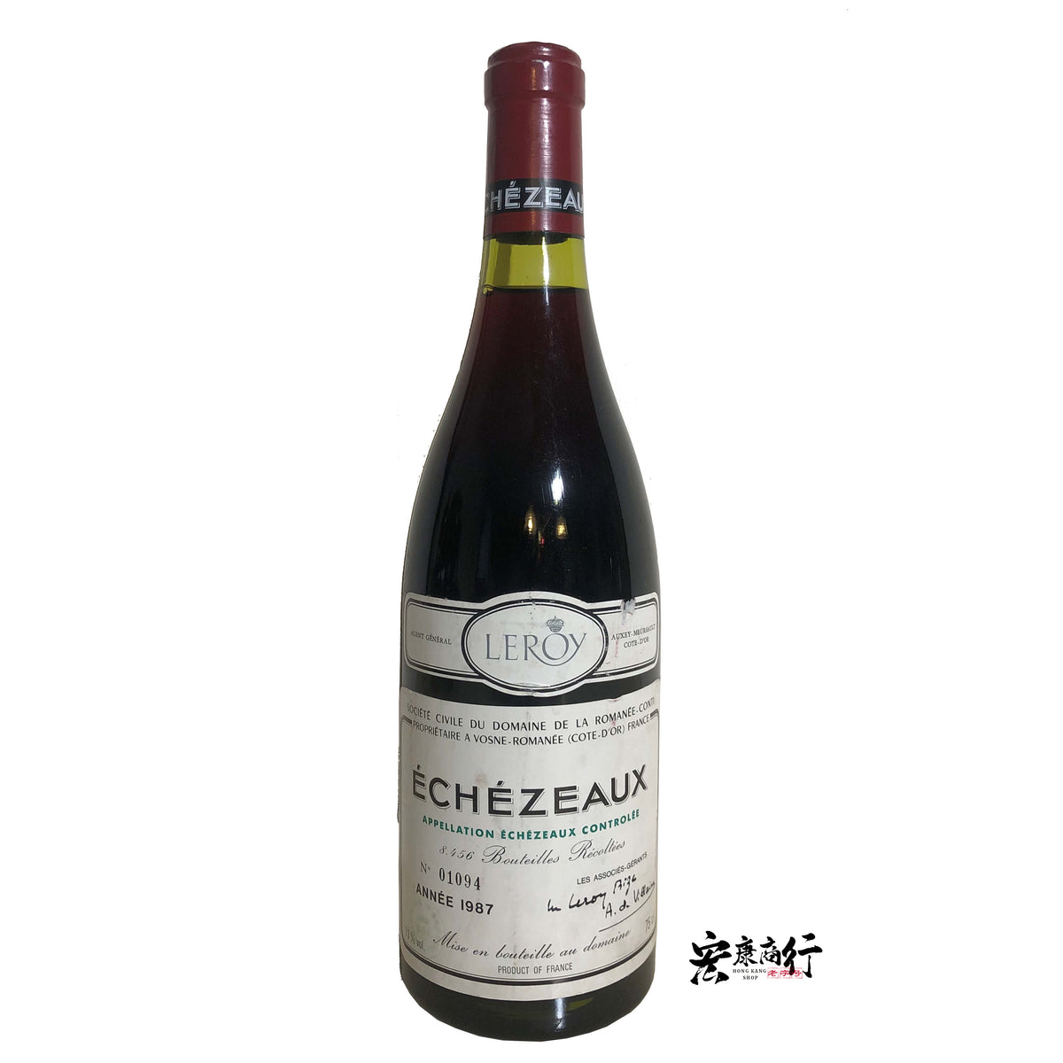 DRC系列紅酒 回收依瑟索（Echezeaux）19… 瓶身正面照｜宏康酒行回收參考