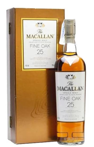 專業收購麥卡倫Macallan 25年fine oa… 瓶身正面照｜宏康酒行回收參考
