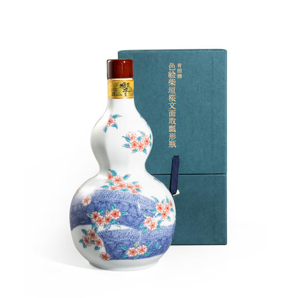香港回收響 21年 有田燒 色繪柴垣櫻文面取瓢形瓶 - 宏康酒行實物展示